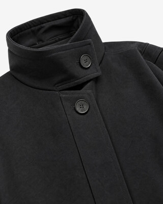 Blouson col montant en laine m&eacute;lang&eacute;e noir