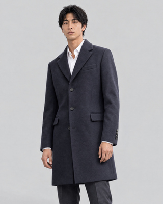 Manteau col crant&eacute; marine