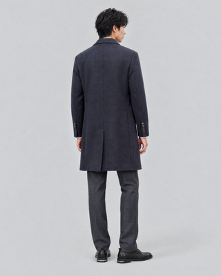 Manteau col crant&eacute; marine