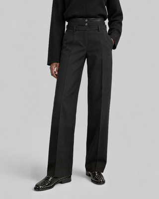 Pantalon de smoking triple ceinture en laine noir