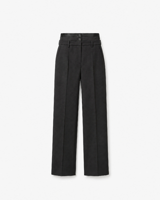 Pantalon de smoking triple ceinture en laine noir