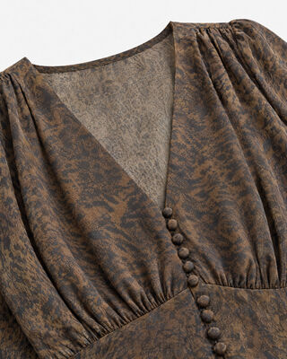 Robe longue imprim&eacute; l&eacute;opard marron