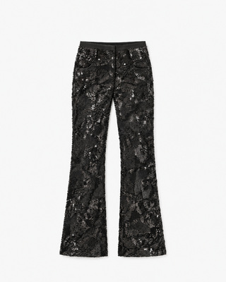 Pantalon flare en dentelle et sequins