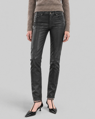 Jean slim effet enduit noir