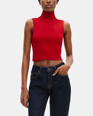 Top en maille rouge