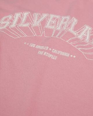 T-shirt clair avec sérigraphie rose