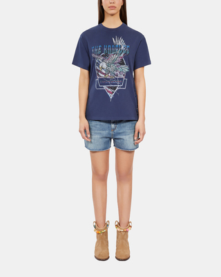 T-shirt avec laçage et sérigraphie bleu