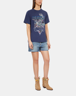 T-shirt avec laçage et sérigraphie bleu