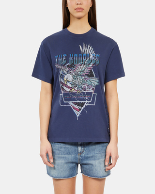 T-shirt avec laçage et sérigraphie bleu