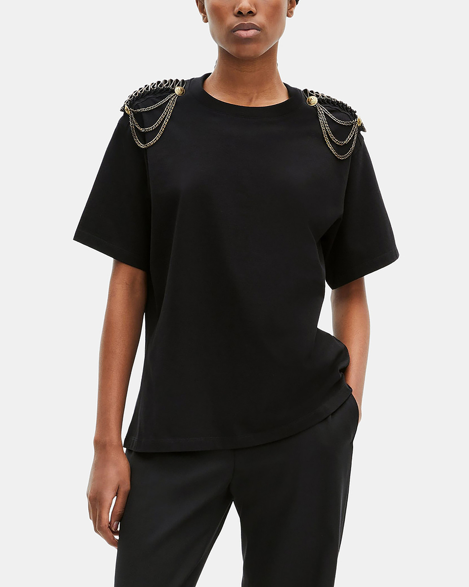 T-shirt avec chaînes noir