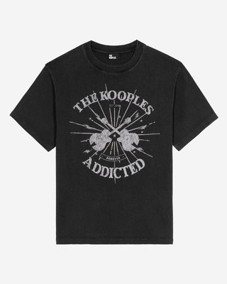T-shirt avec sérigraphie en strass noir délavé