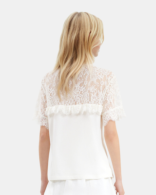 T-shirt avec dentelle écru