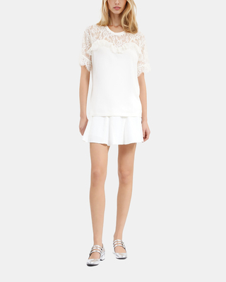 T-shirt avec dentelle écru