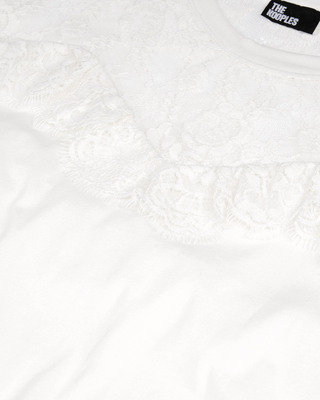 T-shirt avec dentelle écru
