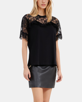T-shirt avec dentelle noir