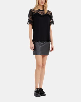 T-shirt avec dentelle noir