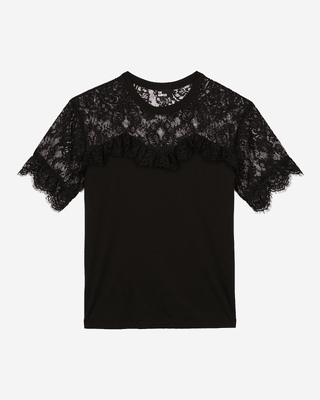 T-shirt avec dentelle noir