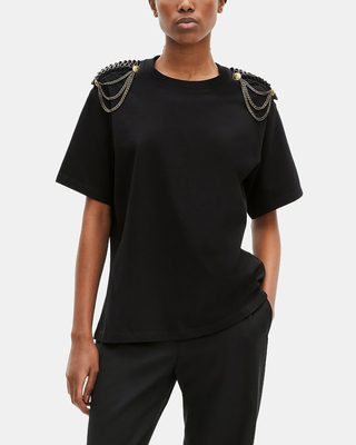 T-shirt avec chaînes noir
