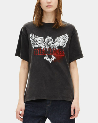 T-shirt avec sérigraphie aigle noir délavé