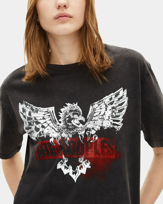 T-shirt avec sérigraphie aigle noir délavé