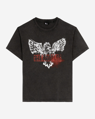 T-shirt avec sérigraphie aigle noir délavé