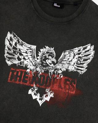 T-shirt avec sérigraphie aigle noir délavé