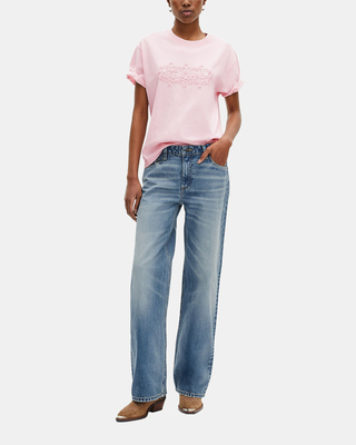 T-shirt avec broderie logo rose pâle