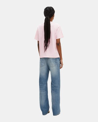 T-shirt avec broderie logo rose pâle