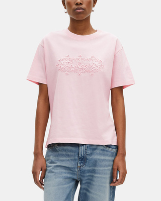 T-shirt avec broderie logo rose pâle