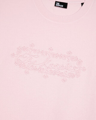 T-shirt avec broderie logo rose pâle