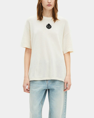 T-shirt avec blason en nid d'abeille écru