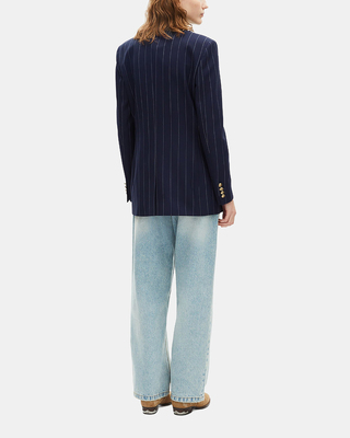 Veste tailleur à rayures tennis en laine mélangée bleu marine
