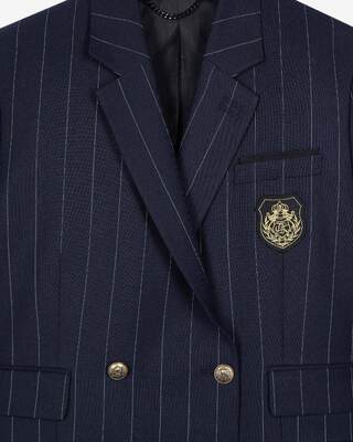 Veste tailleur à rayures tennis en laine mélangée bleu marine