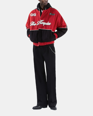 Blouson style veste de course noir et rouge