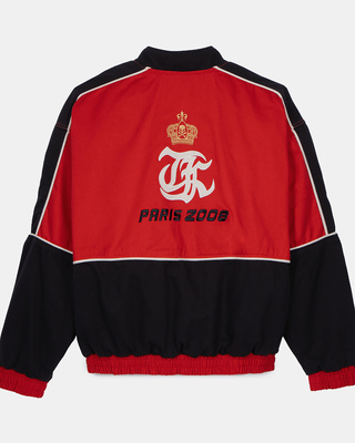 Blouson style veste de course noir et rouge
