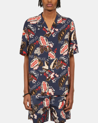 Chemise manches courtes imprimée bleu marine