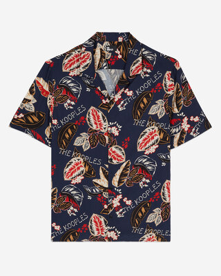Chemise manches courtes imprimée bleu marine