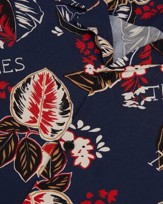 Chemise manches courtes imprimée bleu marine
