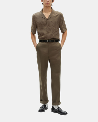 Chemise manches courtes en jacquard kaki
