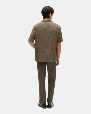 Chemise manches courtes en jacquard kaki