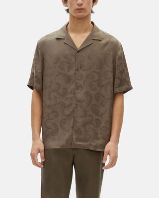 Chemise manches courtes en jacquard kaki