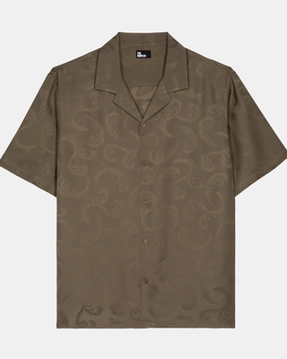 Chemise manches courtes en jacquard kaki