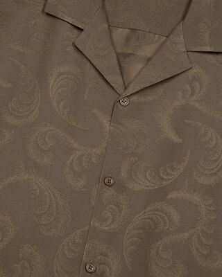 Chemise manches courtes en jacquard kaki