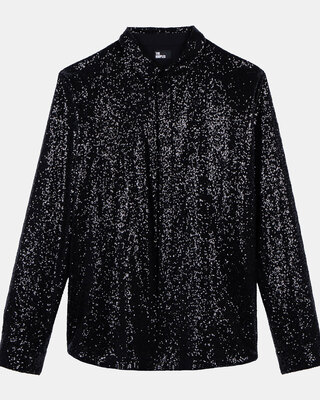 Chemise &agrave; sequins noire
