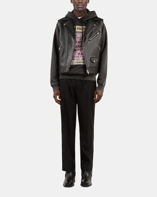 Blouson sans manches en cuir noir