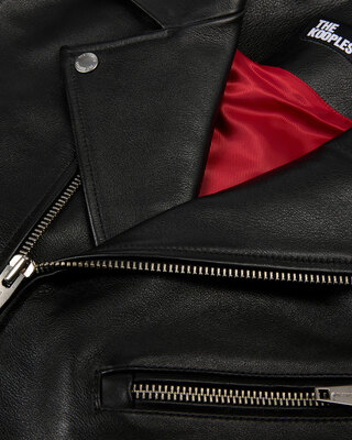 Blouson sans manches en cuir noir