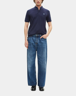 Polo en coton piqué bleu marine