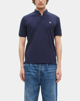 Polo en coton piqué bleu marine