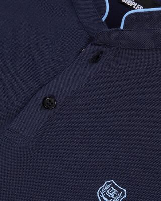 Polo en coton piqué bleu marine