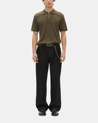 Polo en maille col zippé kaki